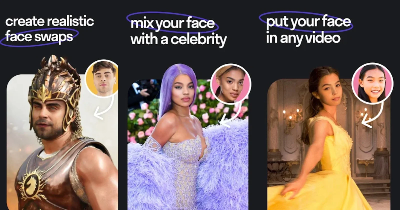 Mobile app screenshot showing Reface deepfake video creation